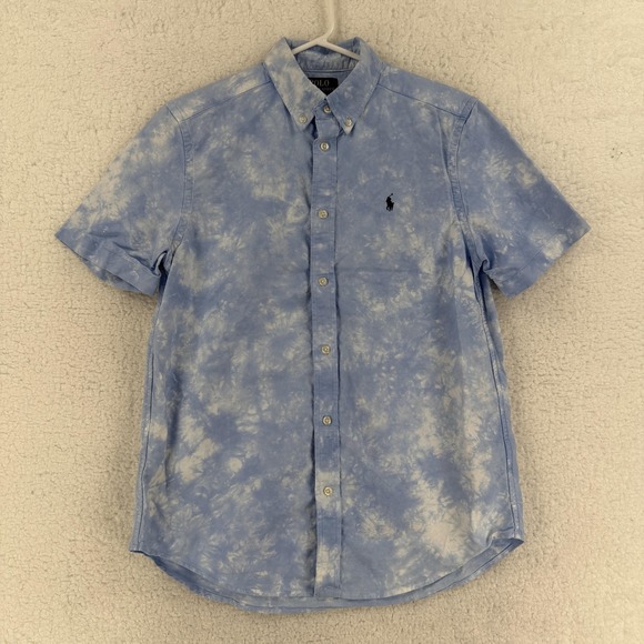 Polo Ralph Lauren Other - Polo Ralph Lauren Shirt Boys XL 18/20 Blue Tie Dye Short Sleeve Button Down